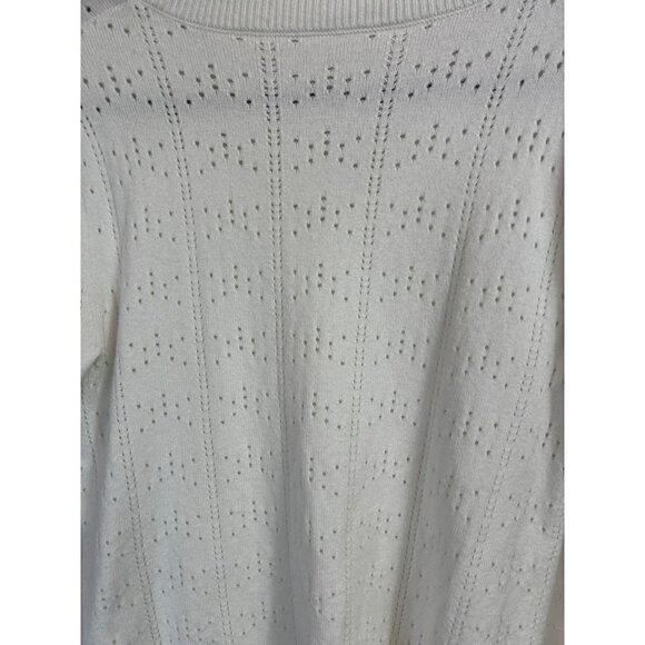 Soft White Short Sleeve Sweater Knit Sz Large Pretty V Neck - Picture 6 of 7